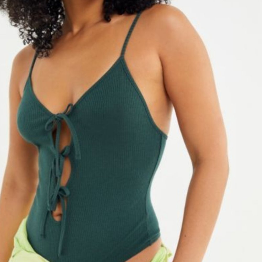 Out From Under Pretty Tied Up Plunging Tie-Front Bodysuit